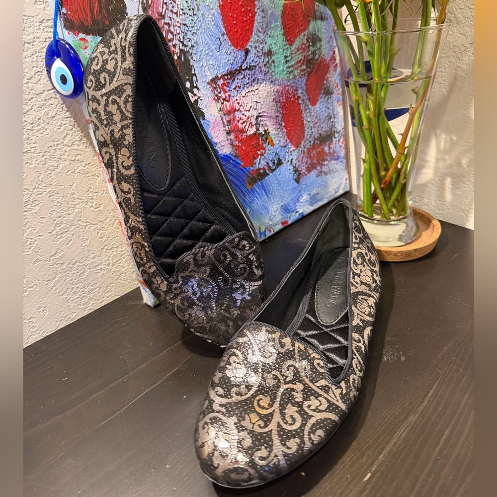 Vera Wang Black and Silver Paisley Flats - Picture 10 of 10